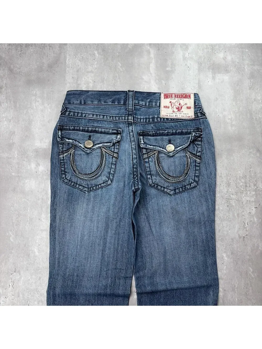 Y2K Dark Wash True Religion Grunge Billy Big T Straight Denim Jeans